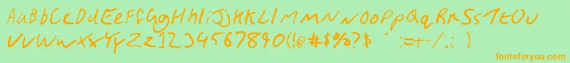 GimpScribble-Schriftart – Orangefarbene Schriften auf grünem Hintergrund