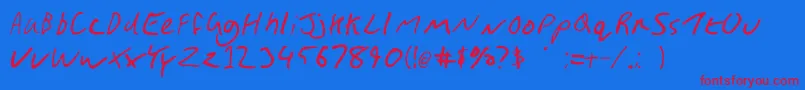 GimpScribble-Schriftart – Rote Schriften auf blauem Hintergrund