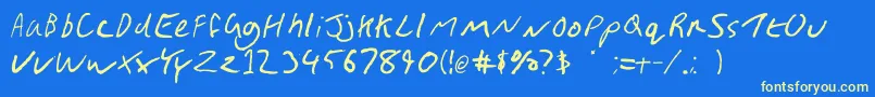 GimpScribble-Schriftart – Gelbe Schriften auf blauem Hintergrund