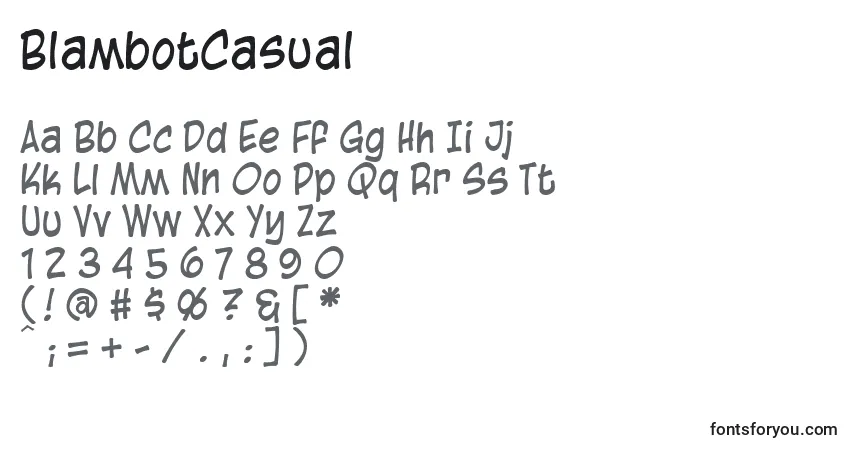 Czcionka BlambotCasual – alfabet, cyfry, specjalne znaki