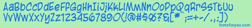 フォントBlambotCasual – 青い文字は緑の背景です。