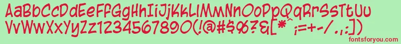 フォントBlambotCasual – 赤い文字の緑の背景