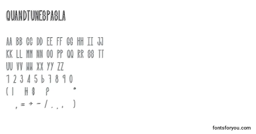 A fonte QuandTuNesPasLa – alfabeto, números, caracteres especiais