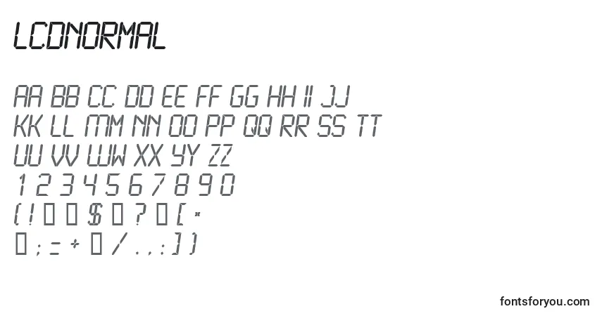 A fonte LcdNormal – alfabeto, números, caracteres especiais