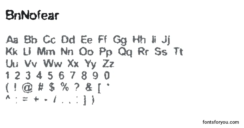 Schriftart BnNofear – Alphabet, Zahlen, spezielle Symbole