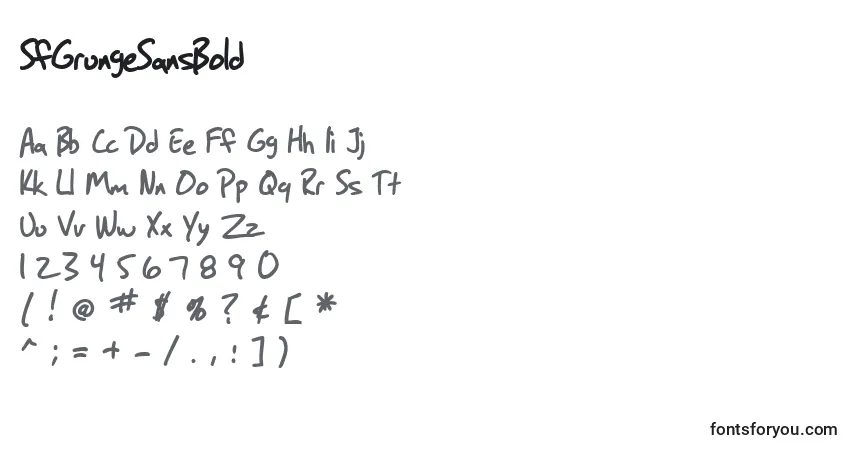 Fuente SfGrungeSansBold - alfabeto, números, caracteres especiales