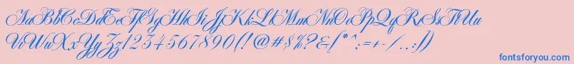 Fonte AntonellaScript – fontes azuis em um fundo rosa