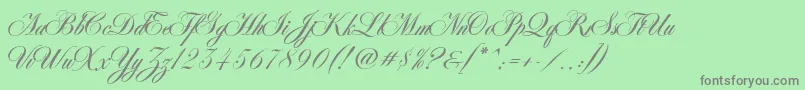 Fonte AntonellaScript – fontes cinzas em um fundo verde