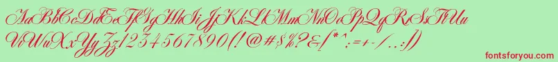 Fonte AntonellaScript – fontes vermelhas em um fundo verde