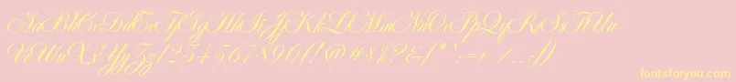 Подробнее о шрифте AntonellaScript Шрифт AntonellaScript – жёлтые шрифты на розовом фоне