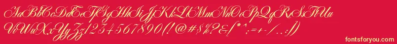 AntonellaScript-Schriftart – Gelbe Schriften auf rotem Hintergrund