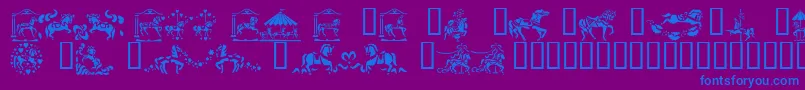 フォントCarouselHorses – 紫色の背景に青い文字