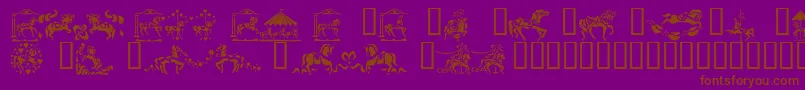 CarouselHorses-Schriftart – Braune Schriften auf violettem Hintergrund