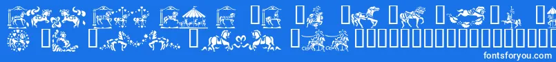 CarouselHorses-Schriftart – Weiße Schriften auf blauem Hintergrund