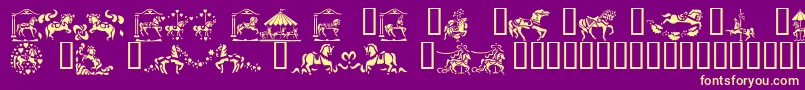 Fonte CarouselHorses – fontes amarelas em um fundo roxo