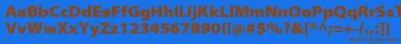 フォントMyriadproBlacksemiext – 茶色の文字が青い背景にあります。