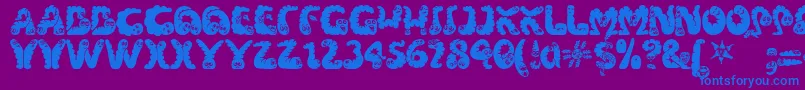 Wibbles1-Schriftart – Blaue Schriften auf violettem Hintergrund