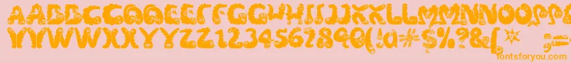 Wibbles1-Schriftart – Orangefarbene Schriften auf rosa Hintergrund