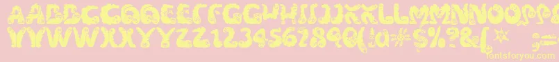 Wibbles1-Schriftart – Gelbe Schriften auf rosa Hintergrund