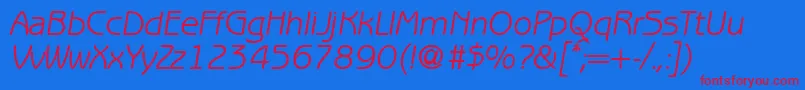 Czcionka BenjaminsansRegularitalic – czerwone czcionki na niebieskim tle