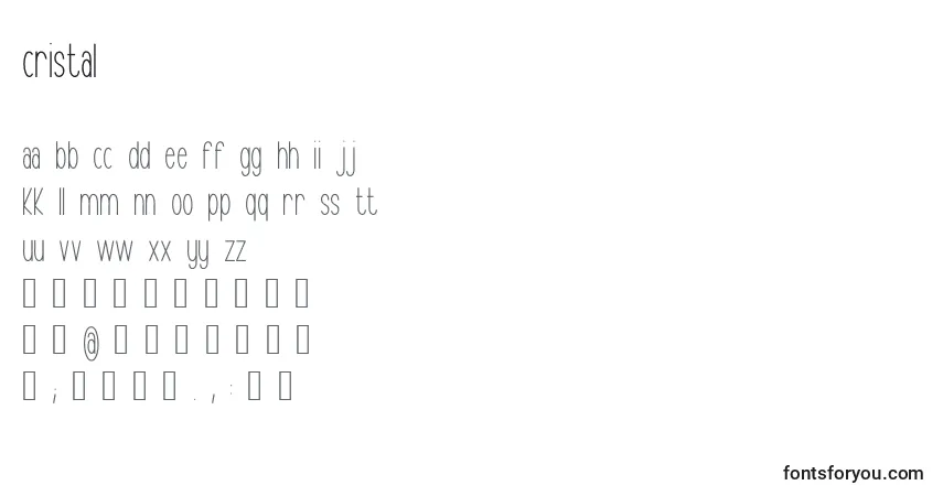 Schriftart Cristal (35773) – Alphabet, Zahlen, spezielle Symbole