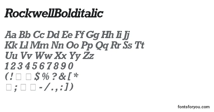 Шрифт RockwellBolditalic – алфавит, цифры, специальные символы