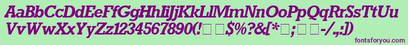 RockwellBolditalic Font – Purple Fonts on Green Background