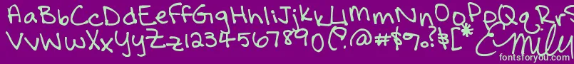 Шрифт FallIsStillLikeSummerInCalifornia – зелёные шрифты на фиолетовом фоне
