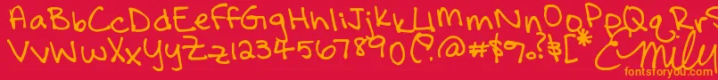 フォントFallIsStillLikeSummerInCalifornia – 赤い背景にオレンジの文字