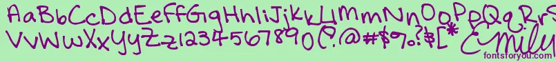 Шрифт FallIsStillLikeSummerInCalifornia – фиолетовые шрифты на зелёном фоне