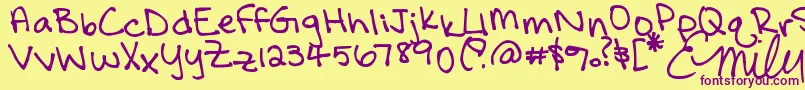 Шрифт FallIsStillLikeSummerInCalifornia – фиолетовые шрифты на жёлтом фоне