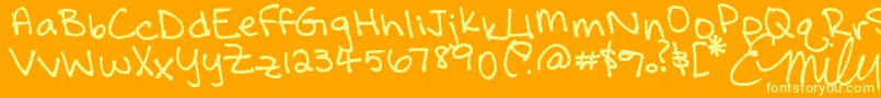 Шрифт FallIsStillLikeSummerInCalifornia – жёлтые шрифты на оранжевом фоне
