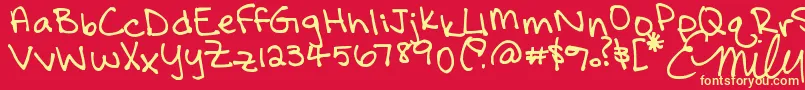 Шрифт FallIsStillLikeSummerInCalifornia – жёлтые шрифты на красном фоне