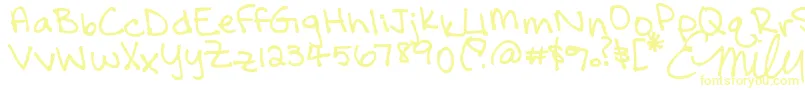 Шрифт FallIsStillLikeSummerInCalifornia – жёлтые шрифты на белом фоне