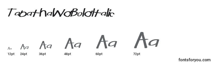 Размеры шрифта TabathaWdBoldItalic