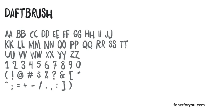 A fonte DaftBrush – alfabeto, números, caracteres especiais