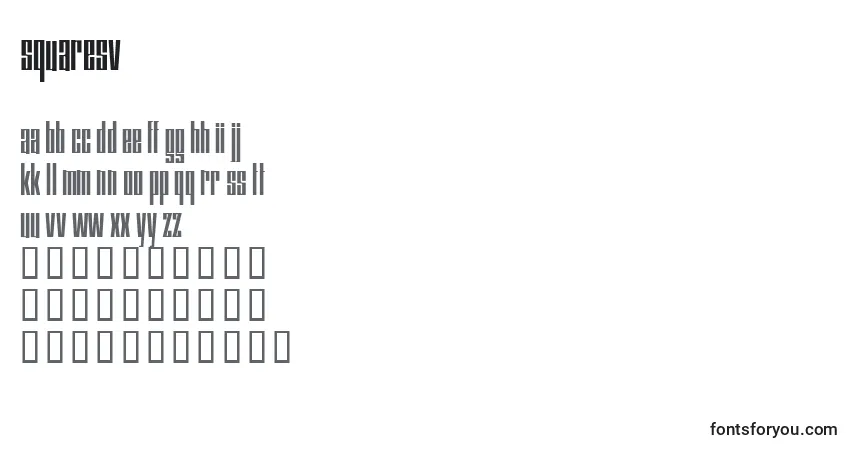 A fonte Squaresv – alfabeto, números, caracteres especiais