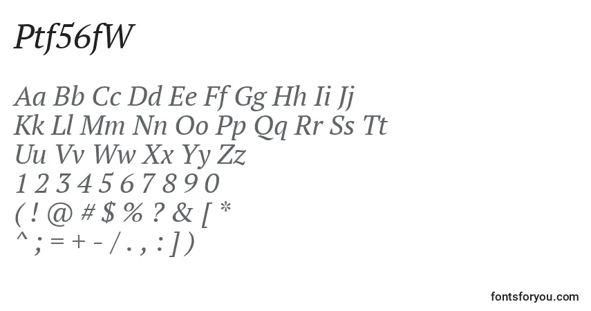 Czcionka Ptf56fW – alfabet, cyfry, specjalne znaki