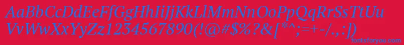 Ptf56fW Font – Blue Fonts on Red Background