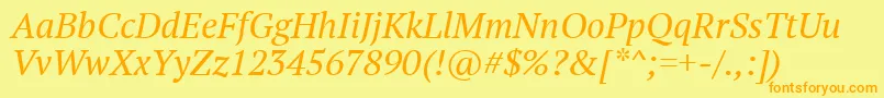 Ptf56fW Font – Orange Fonts on Yellow Background