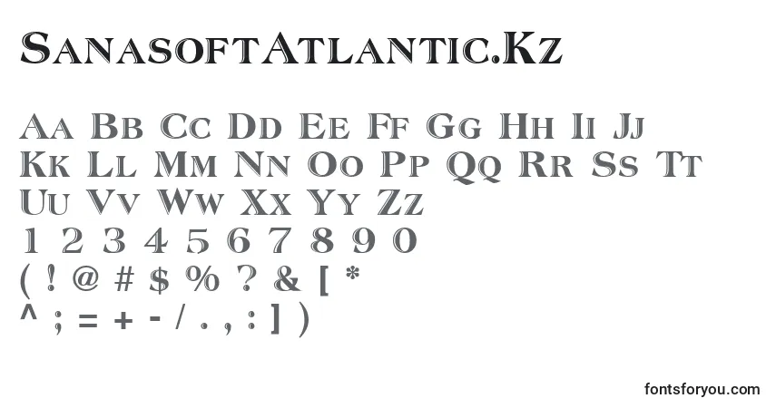A fonte SanasoftAtlantic.Kz – alfabeto, números, caracteres especiais