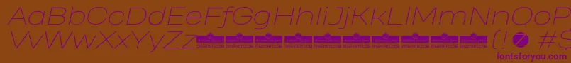 HeadingProWideThinItalicTrial-Schriftart – Violette Schriften auf braunem Hintergrund