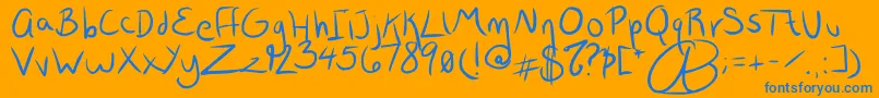 Wrtty Font – Blue Fonts on Orange Background