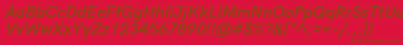 フォントHkgroteskBoldlegacyitalic – 赤い背景に茶色の文字