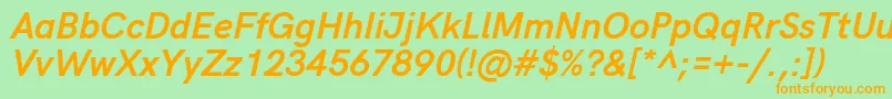HkgroteskBoldlegacyitalic Font – Orange Fonts on Green Background