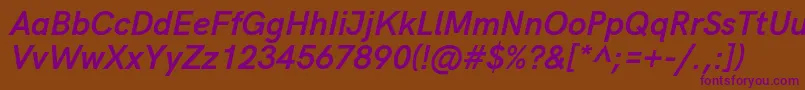 HkgroteskBoldlegacyitalic Font – Purple Fonts on Brown Background