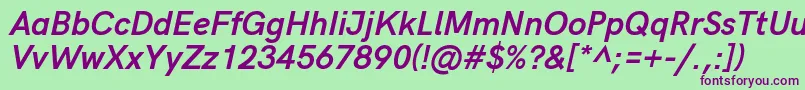 HkgroteskBoldlegacyitalic Font – Purple Fonts on Green Background
