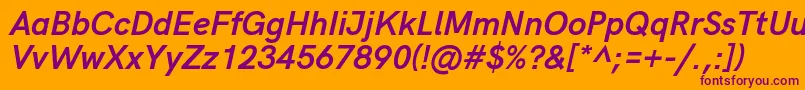 HkgroteskBoldlegacyitalic-fontti – violetit fontit oranssilla taustalla