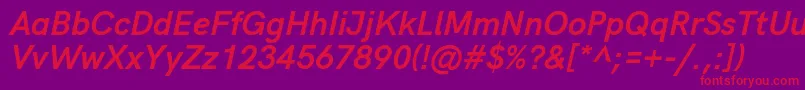 HkgroteskBoldlegacyitalic-Schriftart – Rote Schriften auf violettem Hintergrund