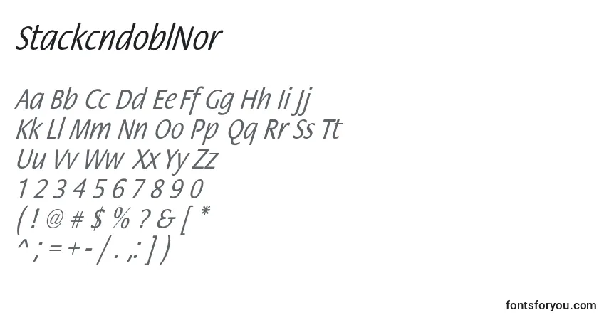 A fonte StackcndoblNor – alfabeto, números, caracteres especiais